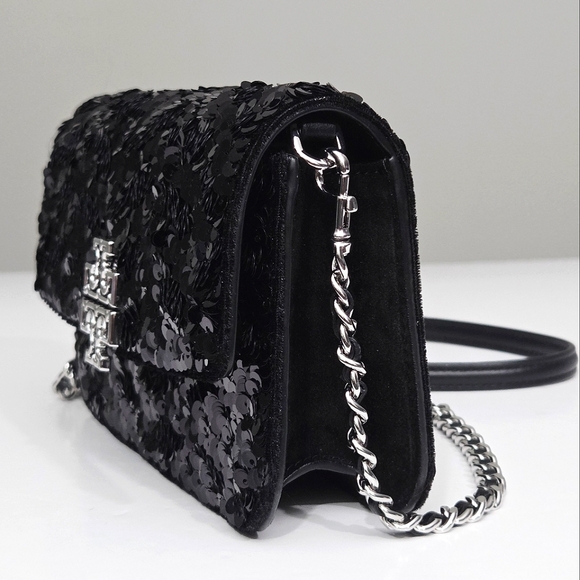 TORY BURCH BRITTEN SEQUIN CONVERTIBLE CROSSBODY BAG FORMAL EVENING CLUTCH - Picture 7 of 12